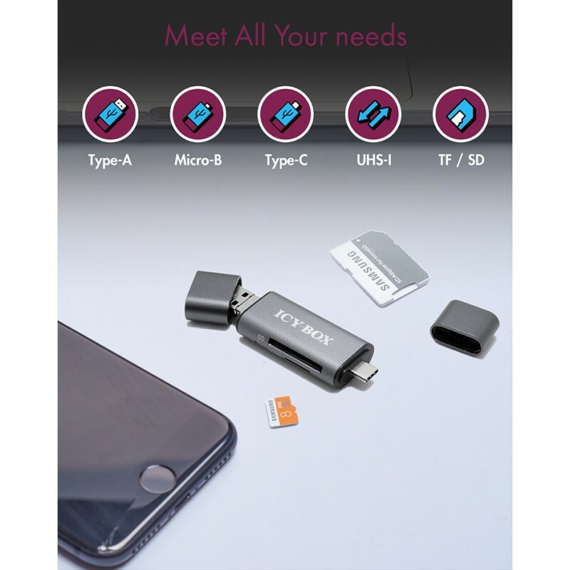 CardReader USB SD/MicroSD (TF) USB 2.0 Card Reader mit Type-C & -A und OTG – Bild 9