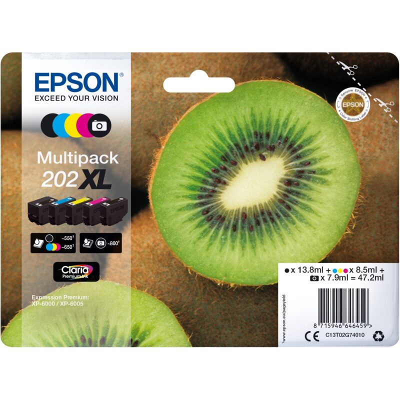 "Epson Tinte 1LB Multipack 5-farbig 202XL Kiwi Clara Premium Ink"