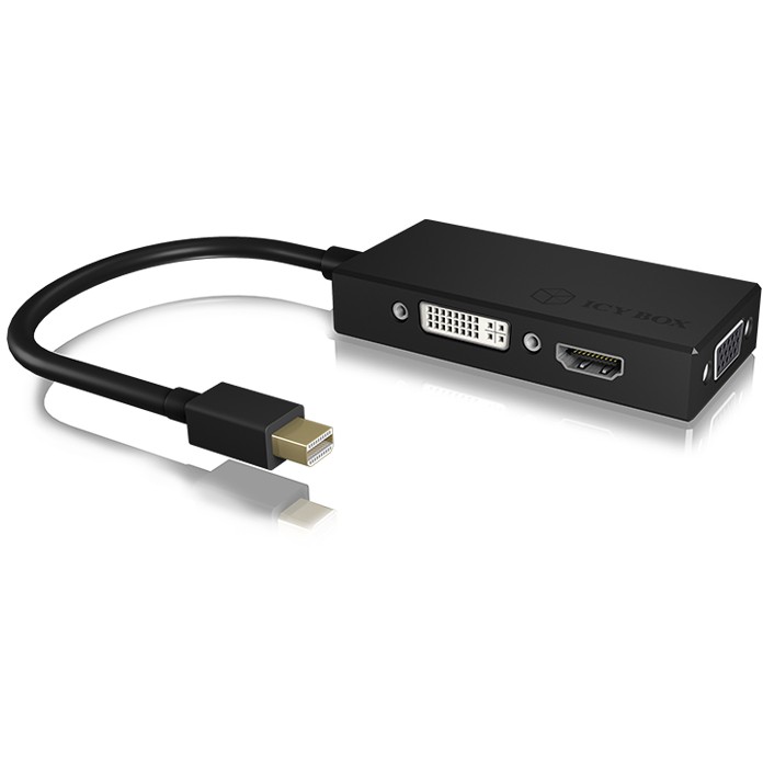 "Adapter ICY BOX mini DisplayPort > DVI/HDMI/VGA 4K 60Hz Black"