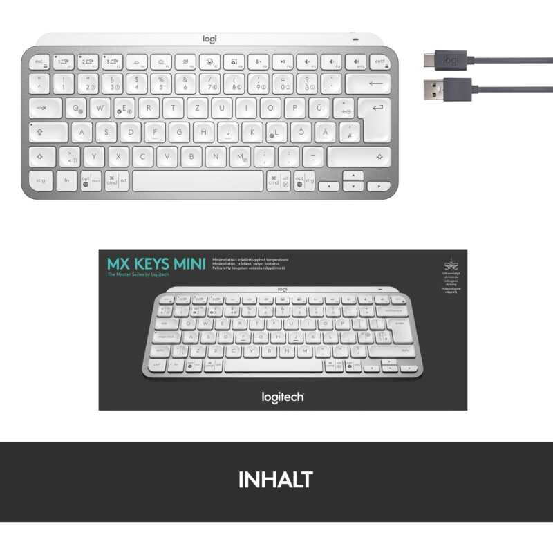 "Logitech MX Keys Mini - Tastatur - Hintergrundbeleuchtung Pale Gray" – Bild 8