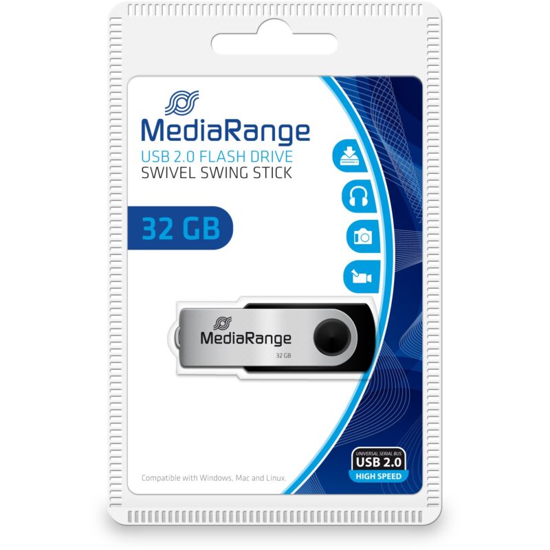 "STICK 32GB MEDIARANGE MR911 Schwarz - Silber"