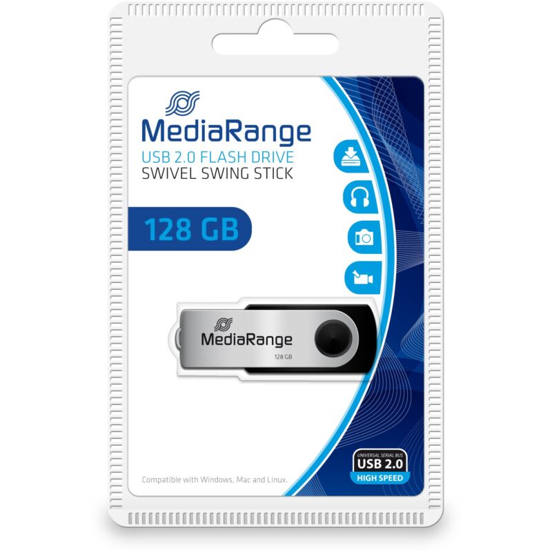 "STICK 128GB MEDIARANGE MR913 Schwarz - Silber"