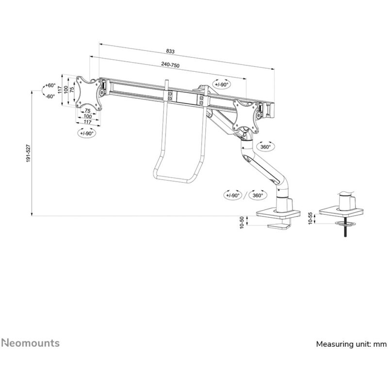 "Full-Motion-Tischhalterung für 17-27"" Bildschirme 16KG DS75S-950WH2 Neomounts White" – Bild 13