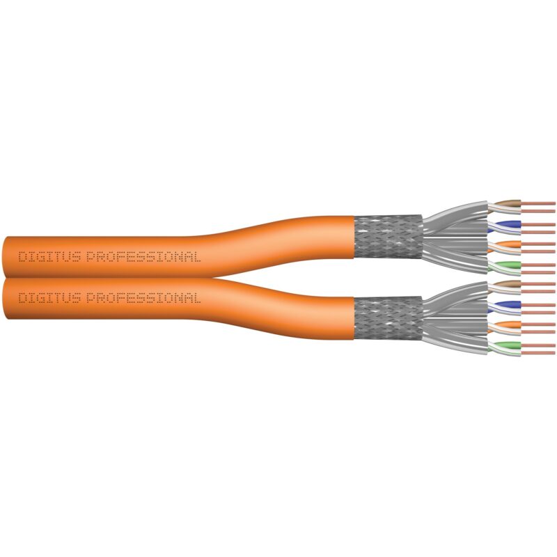 "DIGITUS Instal-kab Cat7 S/FTP tw.Pair 100m oran AWG23/1 Dupl"