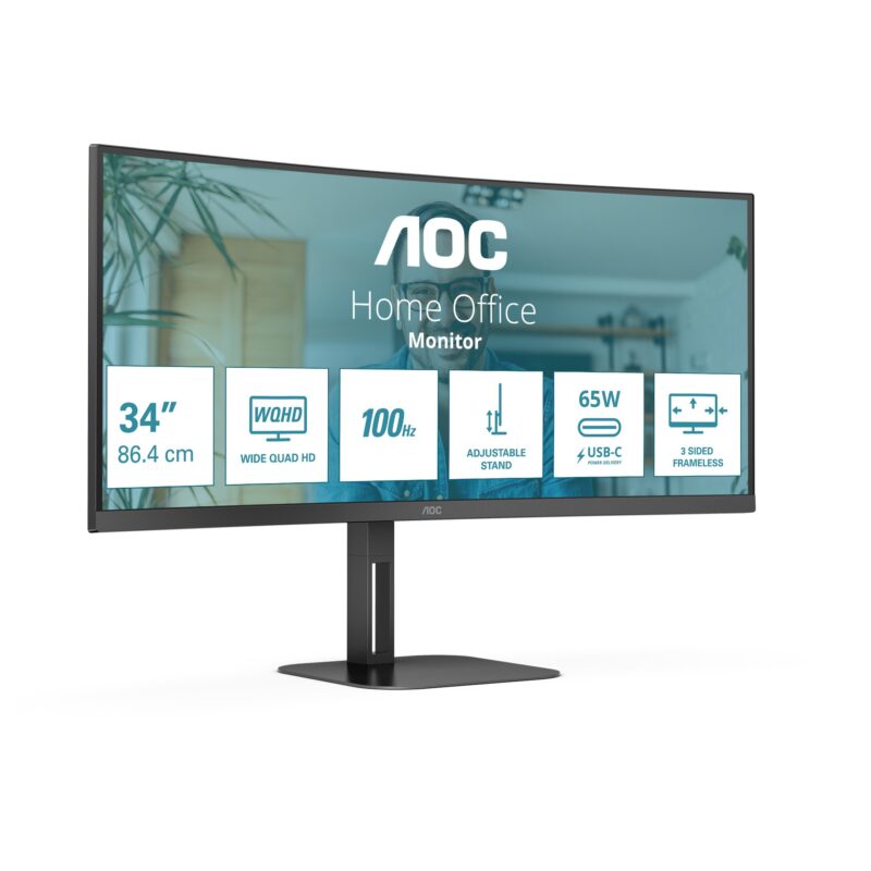 "AOC 86.0cm (34"") CU34V5C/BK 21:09 HDMI+DP+USB-C Curved retail"