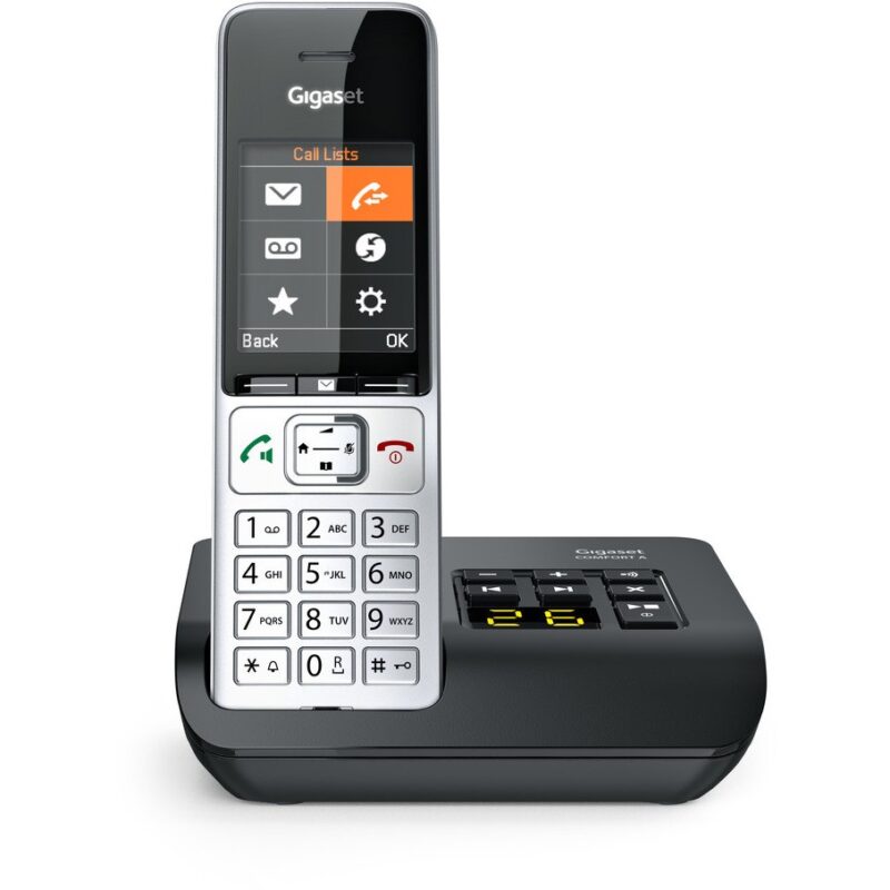 "GIGASET COMFORT 500A silber / schwarz 5.8 cm 2.2 Zoll TFT Farbdisplay Anrufbeantworter Freisprechen Telefonbuch Headset Anschluss"