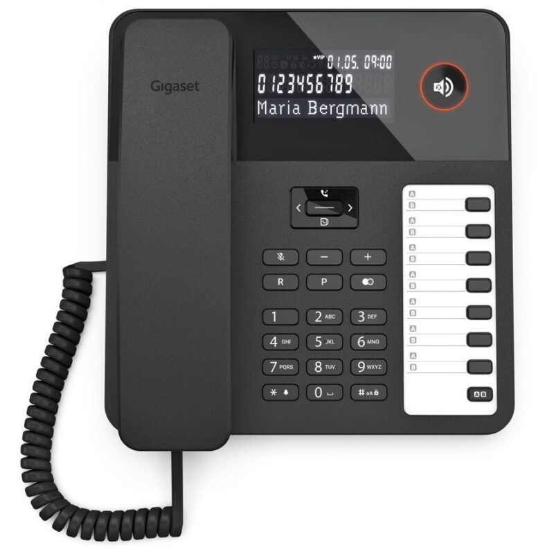 "GIGASET DESK 600 schwarz schnurgebundenes Tisch- und Wandtelefon LC-Display 7 Direktwahltasten Telefonbuch Hrgertekompatibel" – Bild 6