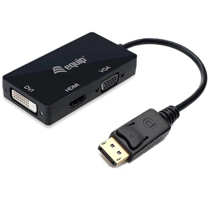 "Equip Displayport->HDMI/VGA/DVI Adapter St/Bu schwarz"