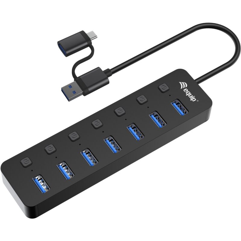 "Equip USB-Hub 7-Port 3.2 ->7x3.2 5Gbps m.Netzteil sw"
