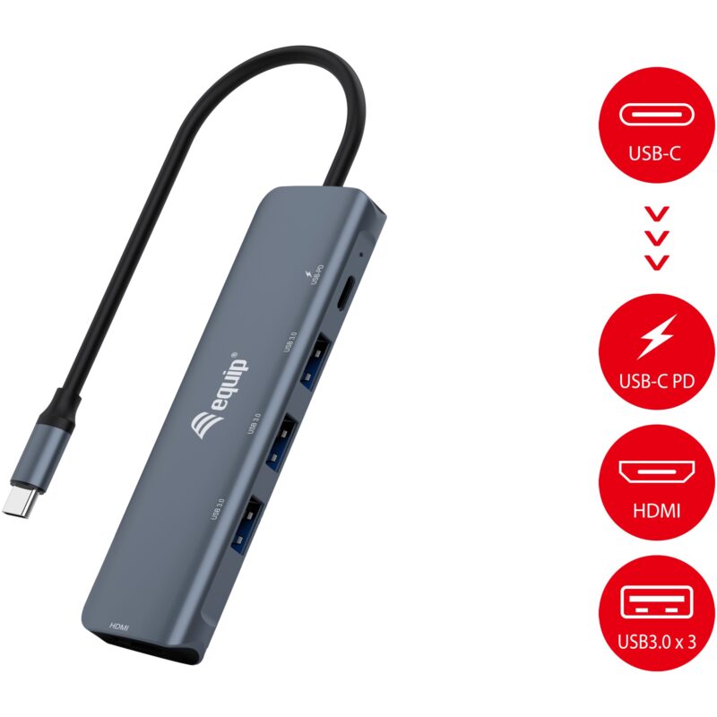 "Equip Dock USB-C->HDMI.3xUSB3.0.100WPD 25cm gr" – Bild 3