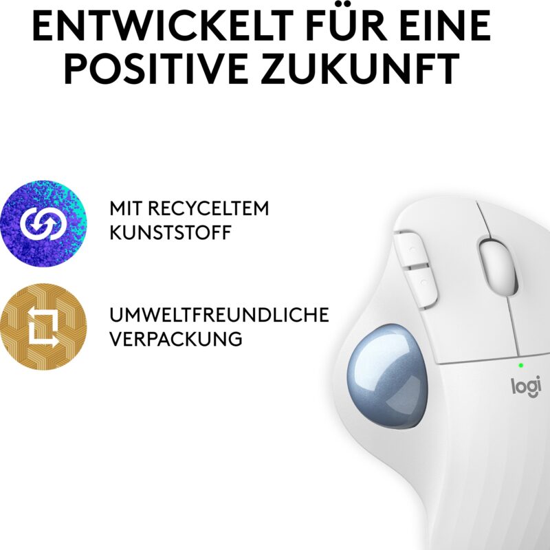 "Logitech ERGO M575S Wireless Trackball - Off White + Blue Ball" – Bild 9