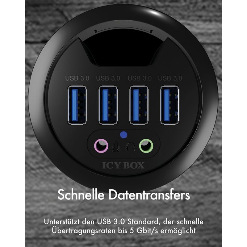 "HUB Tisch-Hub 4x USB 3.0 Type-A mit Audio Ein-/Ausgang ICY BOX" – Bild 8