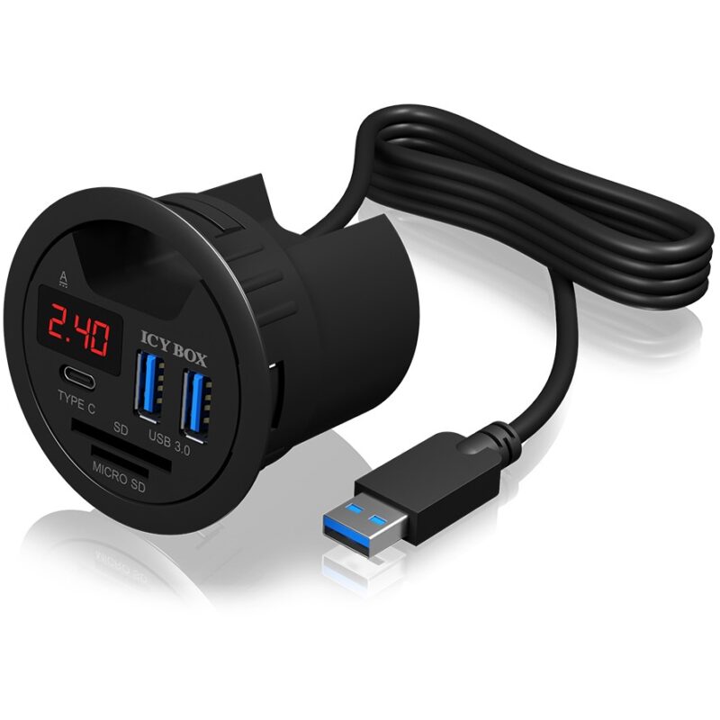 "HUB Tisch-Hub mit 2 Kartenlesern. Ladefunktion und LED Anzeige ICY BOX"