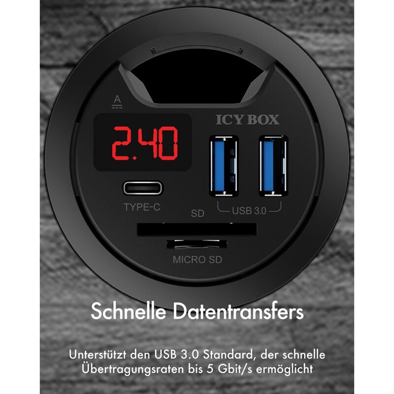 "HUB Tisch-Hub mit 2 Kartenlesern. Ladefunktion und LED Anzeige ICY BOX" – Bild 7