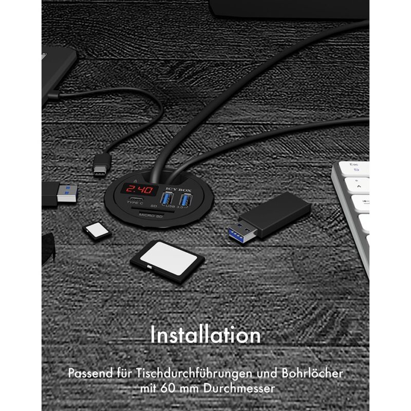 "HUB Tisch-Hub mit 2 Kartenlesern. Ladefunktion und LED Anzeige ICY BOX" – Bild 10