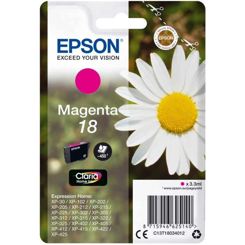 "Epson T18034012 Magenta NEUE VERPACKUNG"