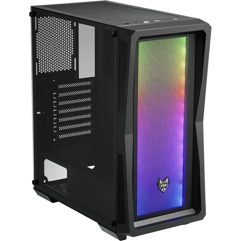 "ATX CMT212A FSP Mid Tower/Tempered Glass side panel/2xUSB3.0/USB2.0/HD Audio/4x120mm fan/Black"