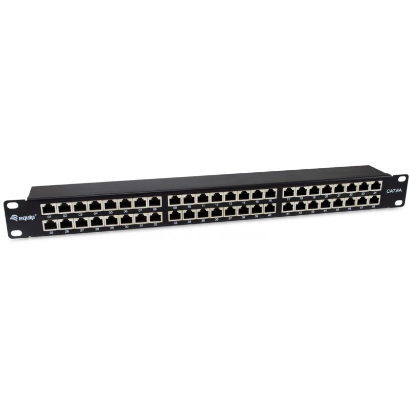 "Equip Patchpanel 48x RJ45 Cat6A 19"" FTP 1HE Premium schwarz"