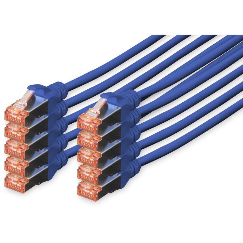 "DIGITUS CAT 6 S/FTP Patchkabel, 10 Stück, 0,25m, blau"