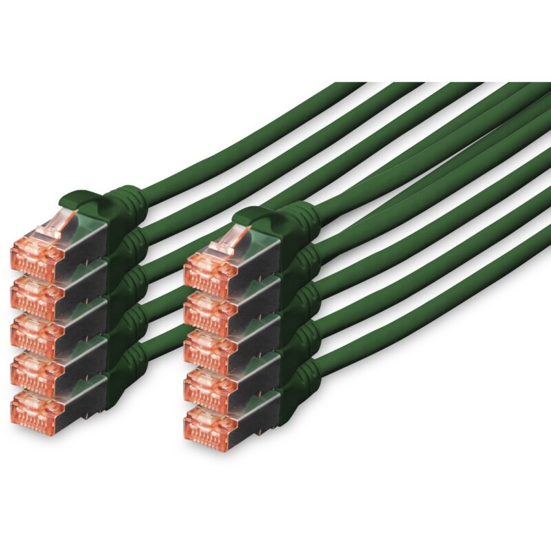 "DIGITUS CAT 6 S/FTP Patchkabel, 10 Stück, 0,25m, grün"