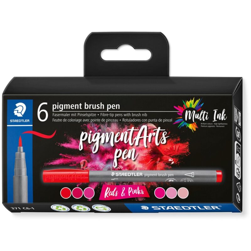 "STAEDTLER MultiInk Pigment Arts brush pen 6er-Set reds&pinks retail"