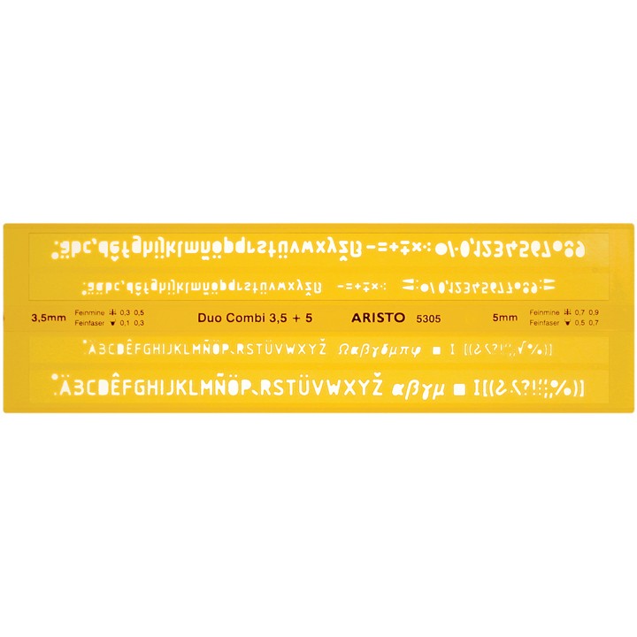 "ARISTO Schriftschablone Duo Combi 3.5/5mm ISO3098-1/DIN6776"