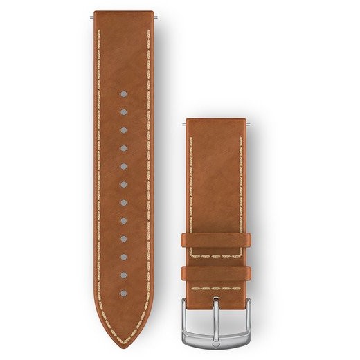 "Garmin Ersatzarmband 20mm Leder Hellbraun mit Naht/Silber"